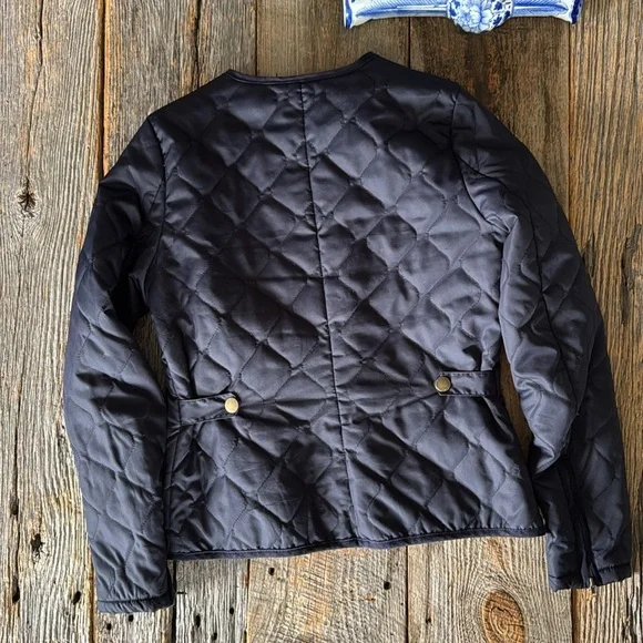 H&M L.O.G.G. Diamond Quilted Navy Jacket Size 8 - Picture 7 of 13